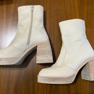 Free People Cream Heeled Boots